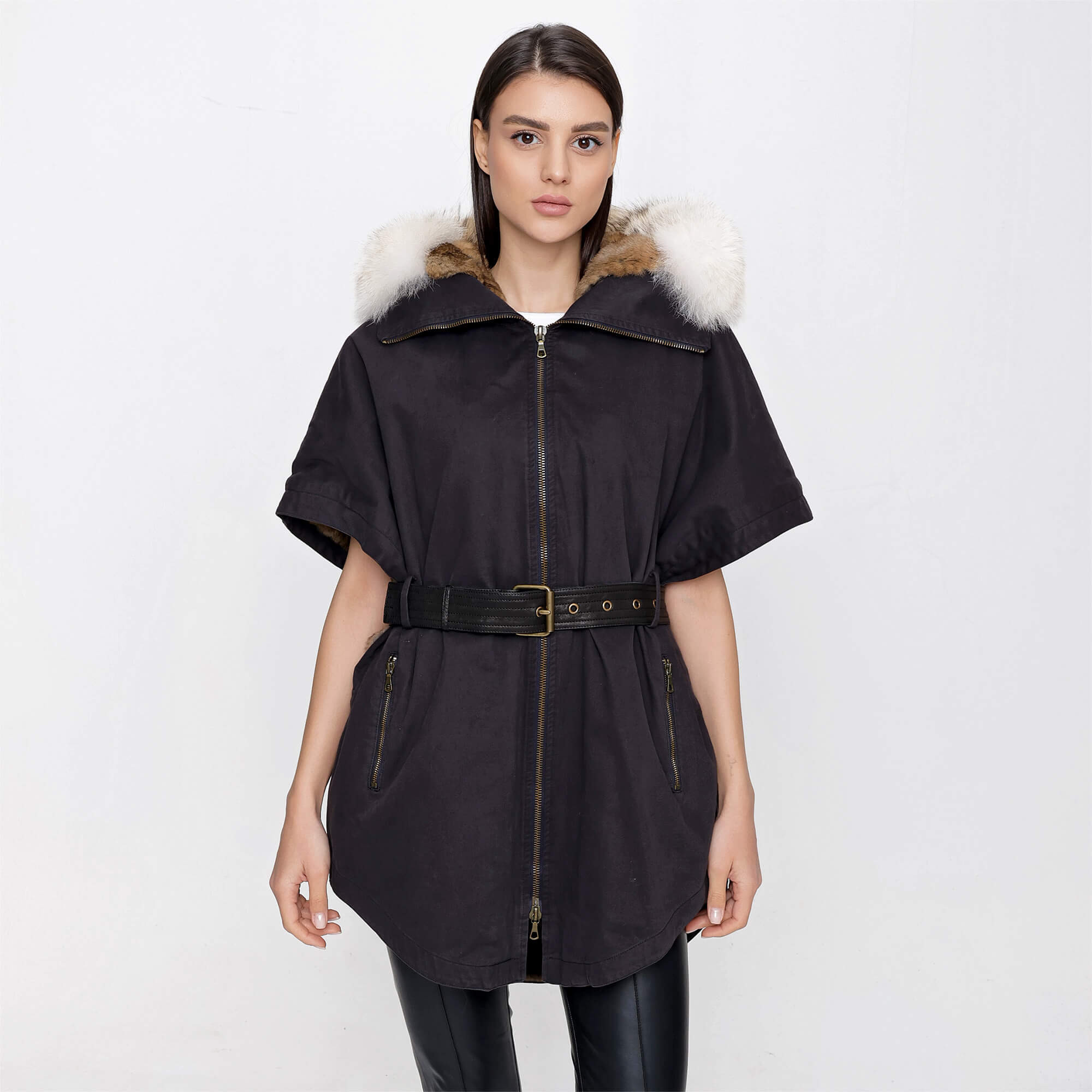 Yves Salomon Army - Fur Collar Detailed Belt Coat